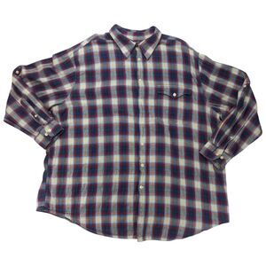 True Nation Men’s 2XL Plaid Roll Tab Long Sleeve Button-Down Shirt Pocket Cotton